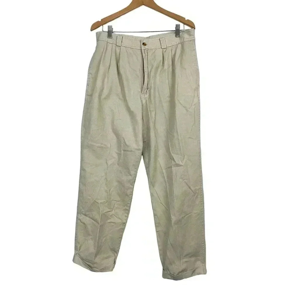 VTG Tan Khaki Bugle Boy Pleated‎ Pants 34 X 29 Men's Slacks